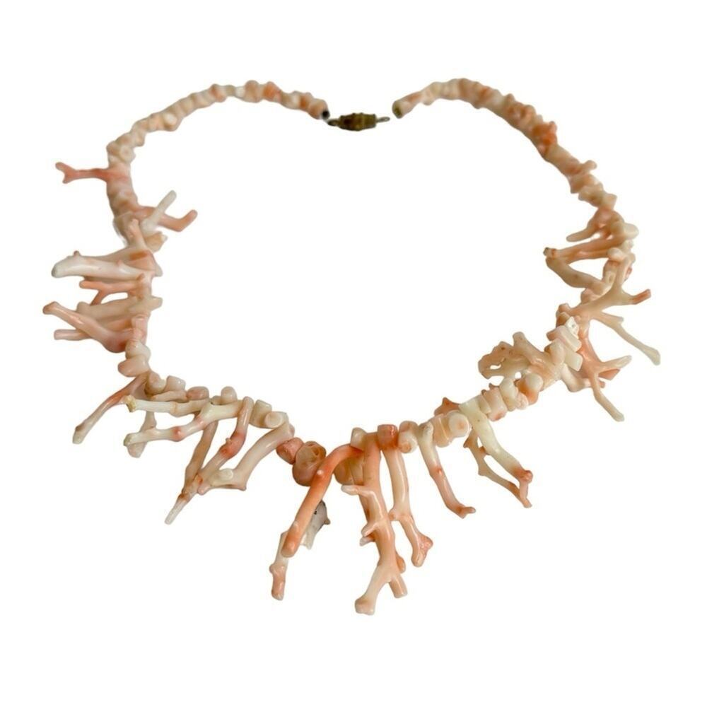 Vintage Angel Skin Coral Branch Necklace Pastel‎ Delicate Coastal Resort Wear